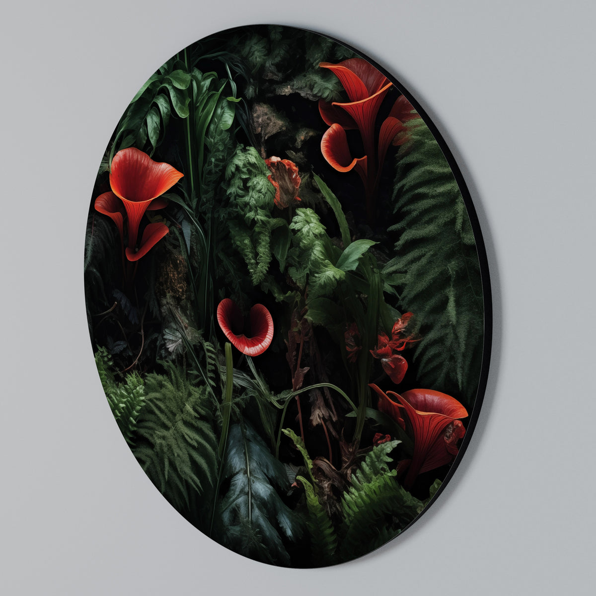 CRIMSON FERNS Rund väggdekor