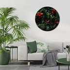CRIMSON FERNS Round Wall Art