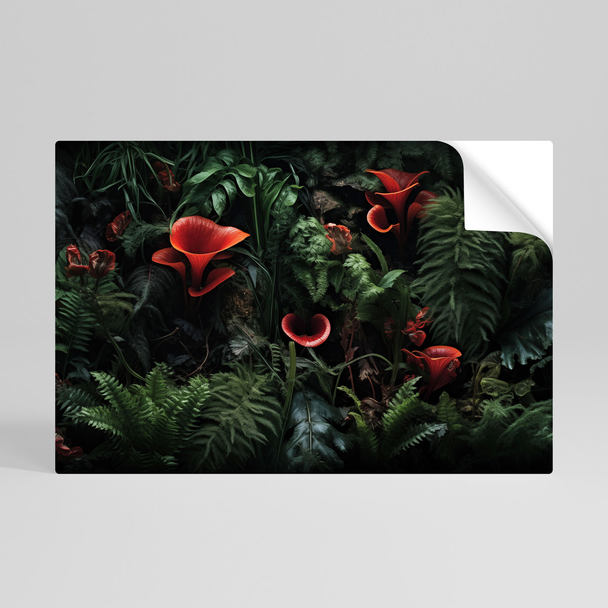 CRIMSON FERNS Självhäftande Horisontell Poster
