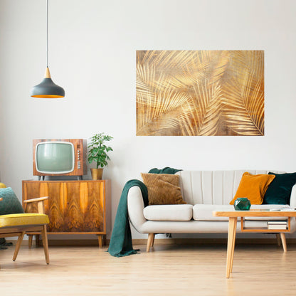 GYLLENE PALM DRÖMLANDSKAP horisontell poster med självhäftande text
