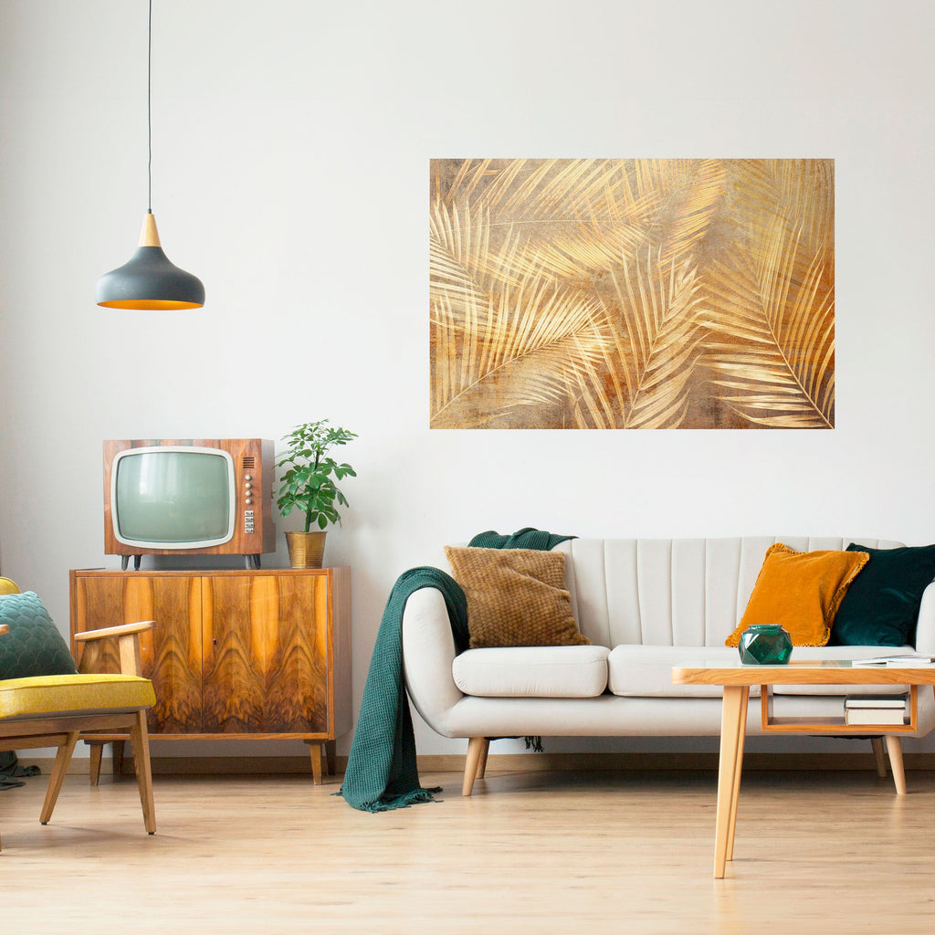 GYLLENE PALM DRÖMLANDSKAP horisontell poster med självhäftande text