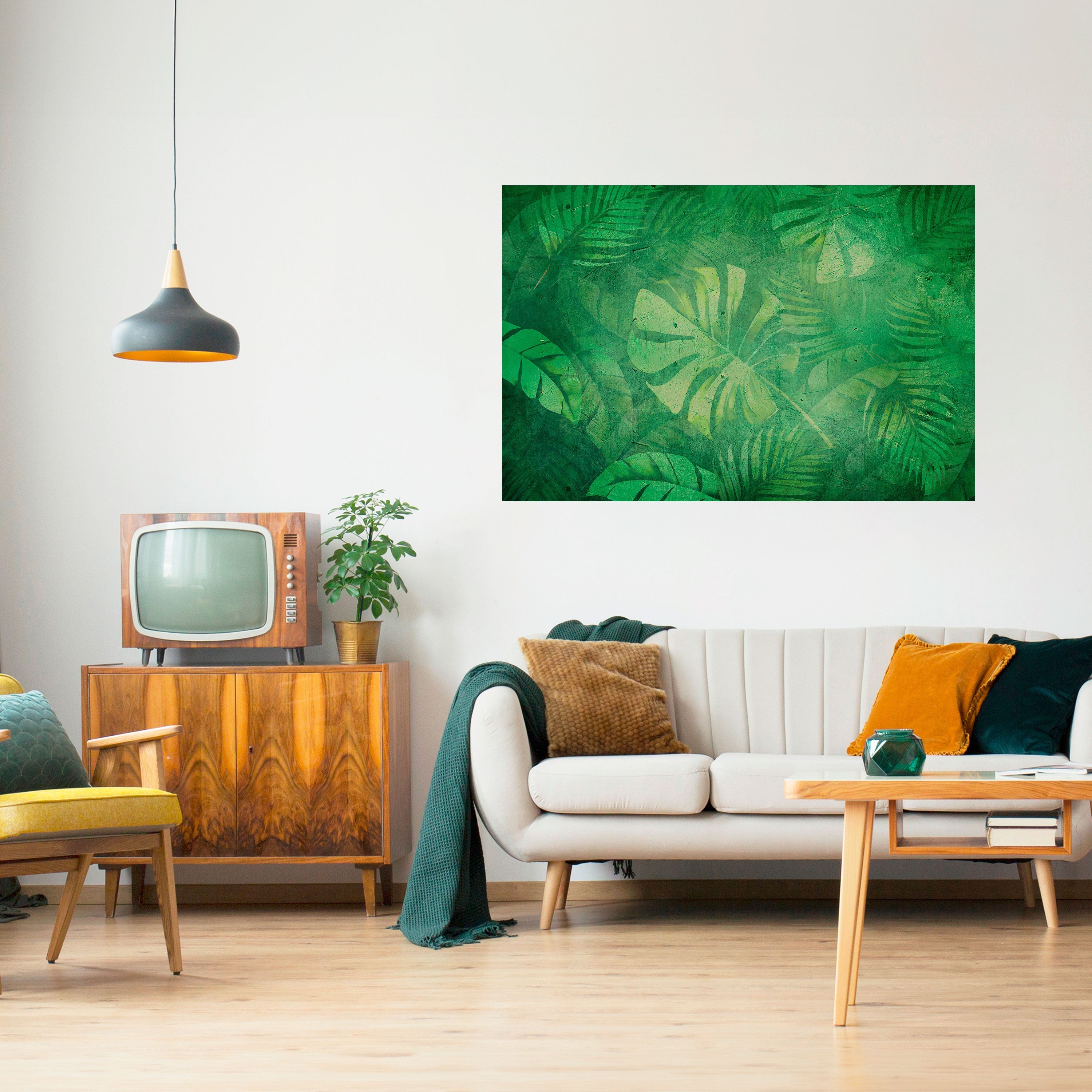 SUBTLE GREEN SYMPHONY horisontell poster med självhäftande motiv