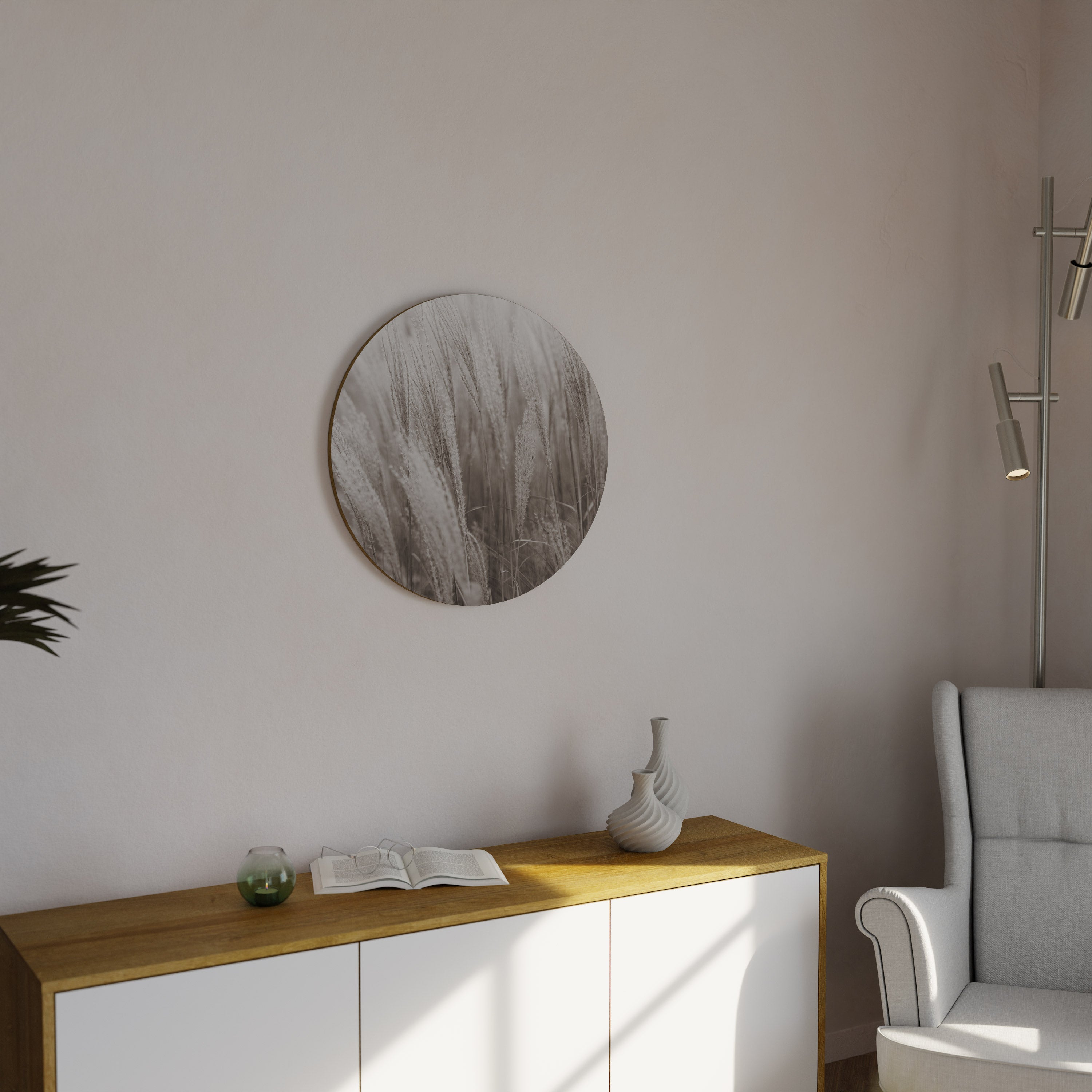 VISKNINGAR AV GRÄS Rund Väggdekoration