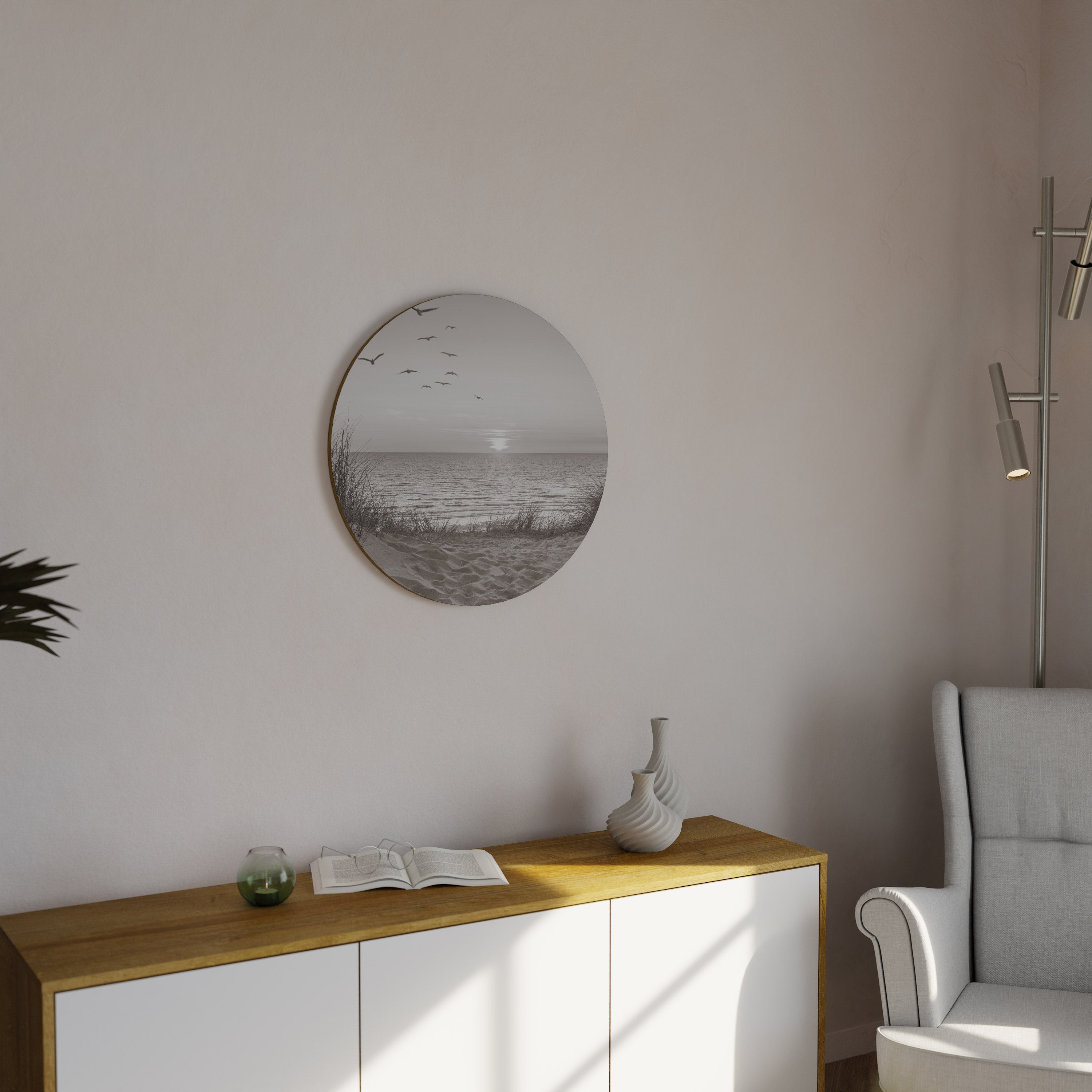 TIDLÖST HAVLANDSKAP Rund Väggkonst