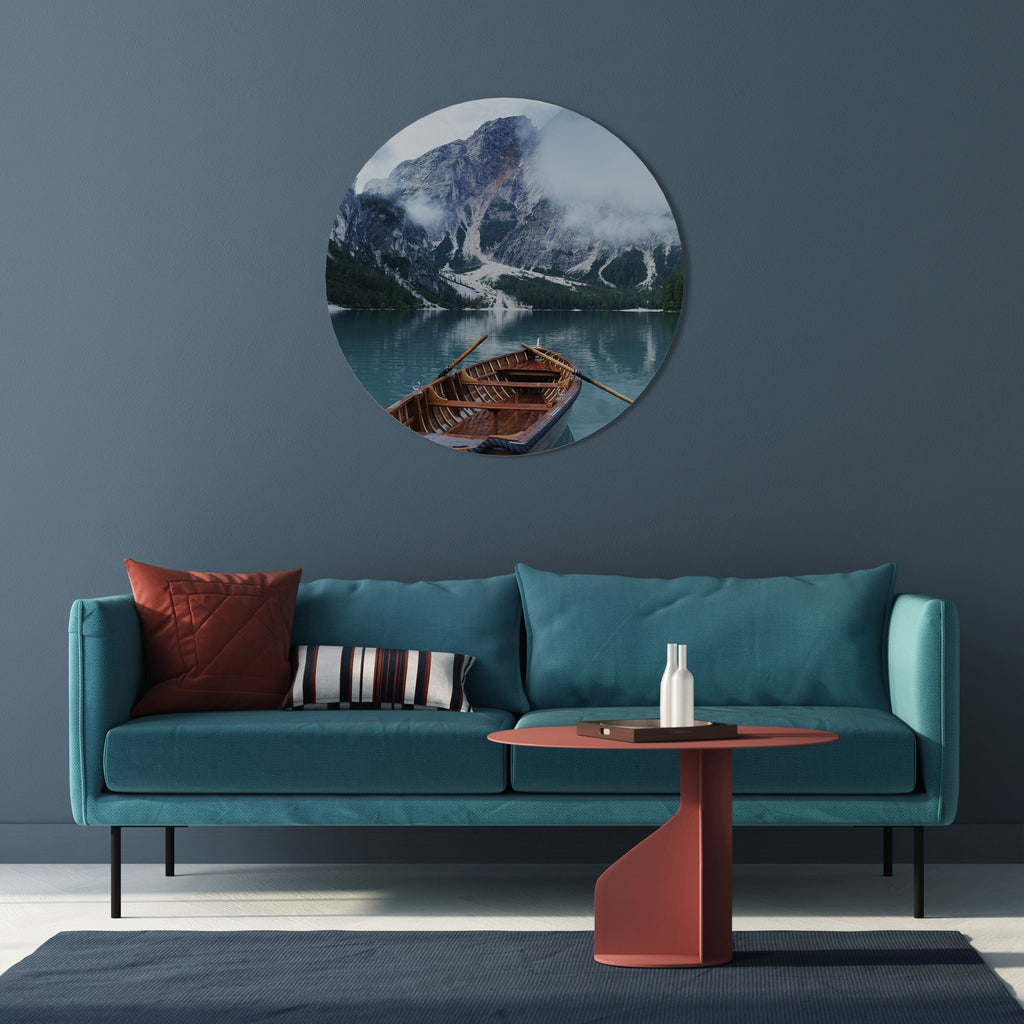 Dimmigt bergsoas Rund väggkonst