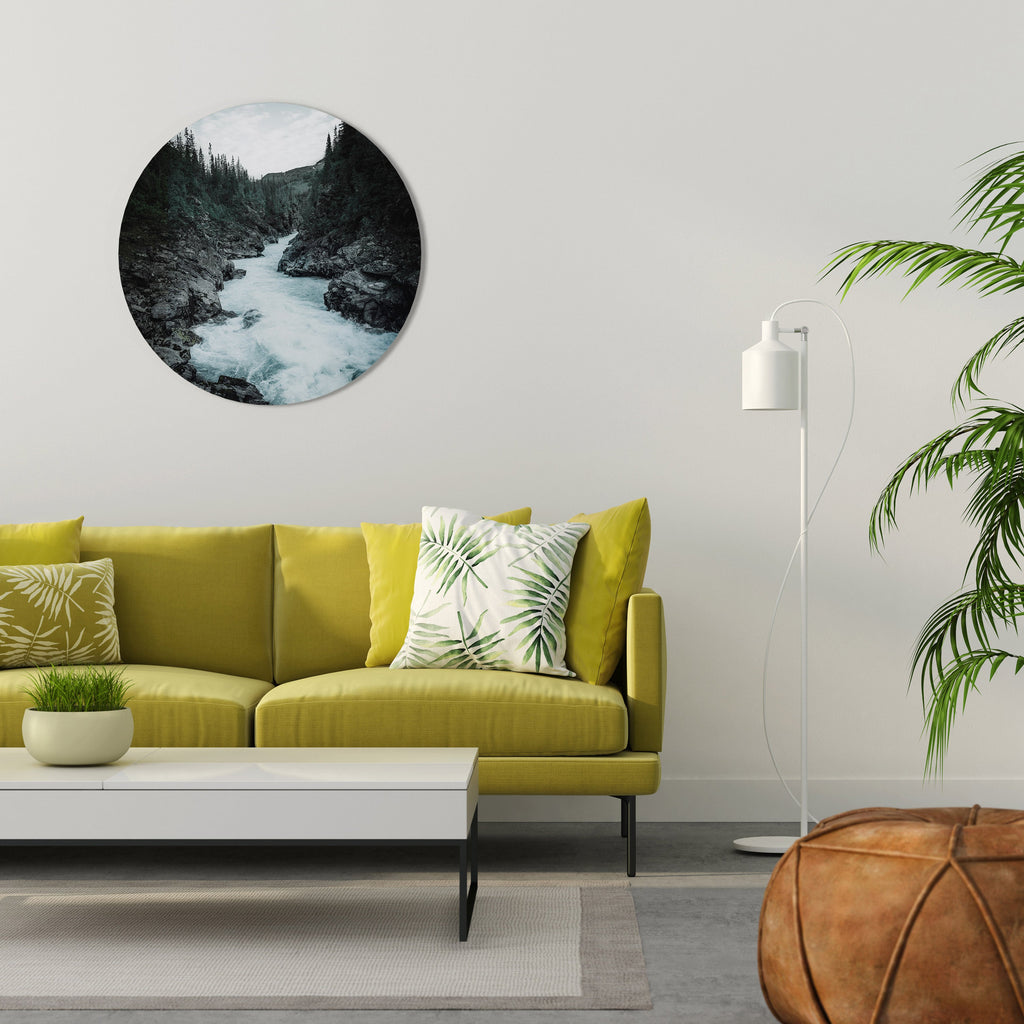Rund väggdekoration med RUSHING REFLECTIONS