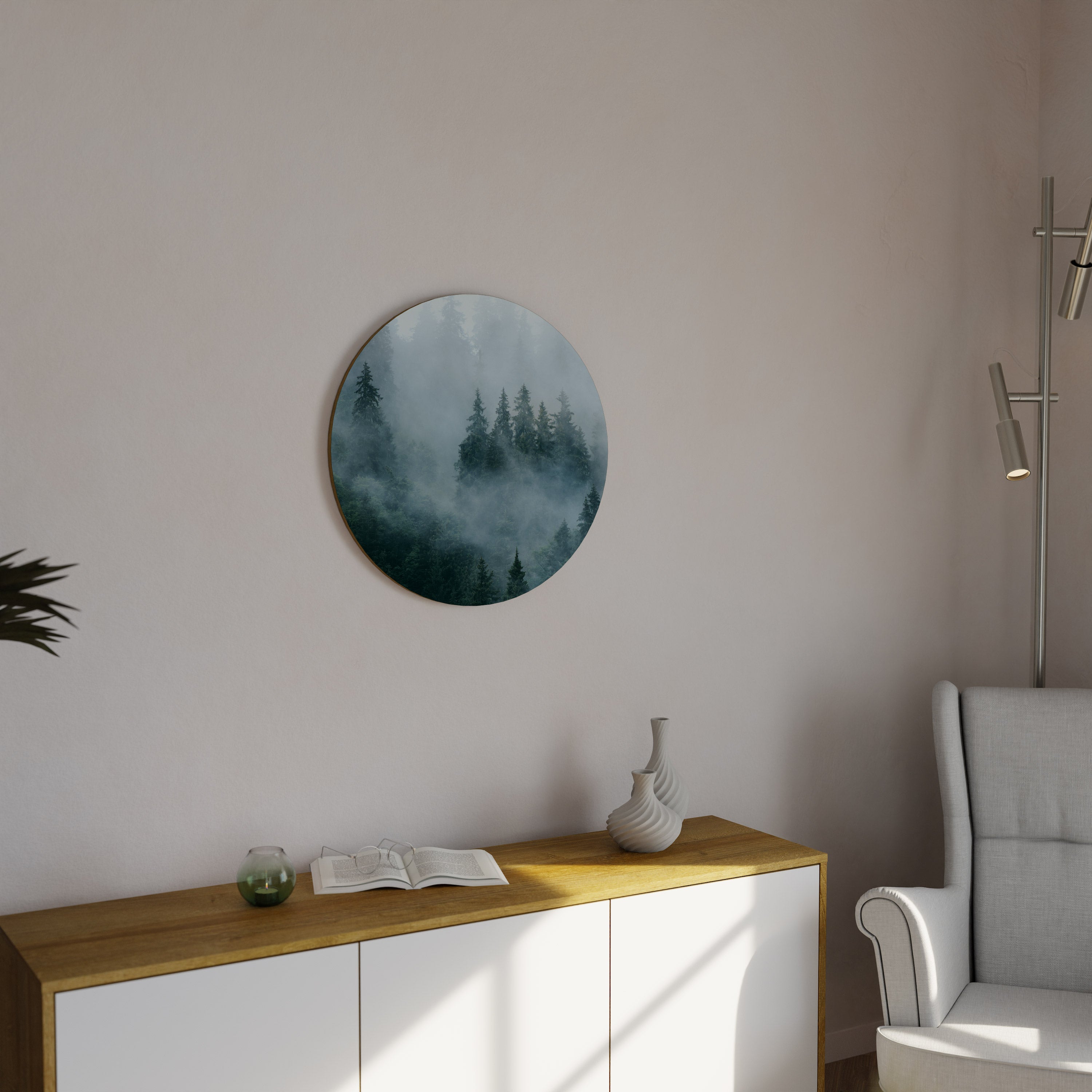 VEIL OF MIST Rund Väggdekoration