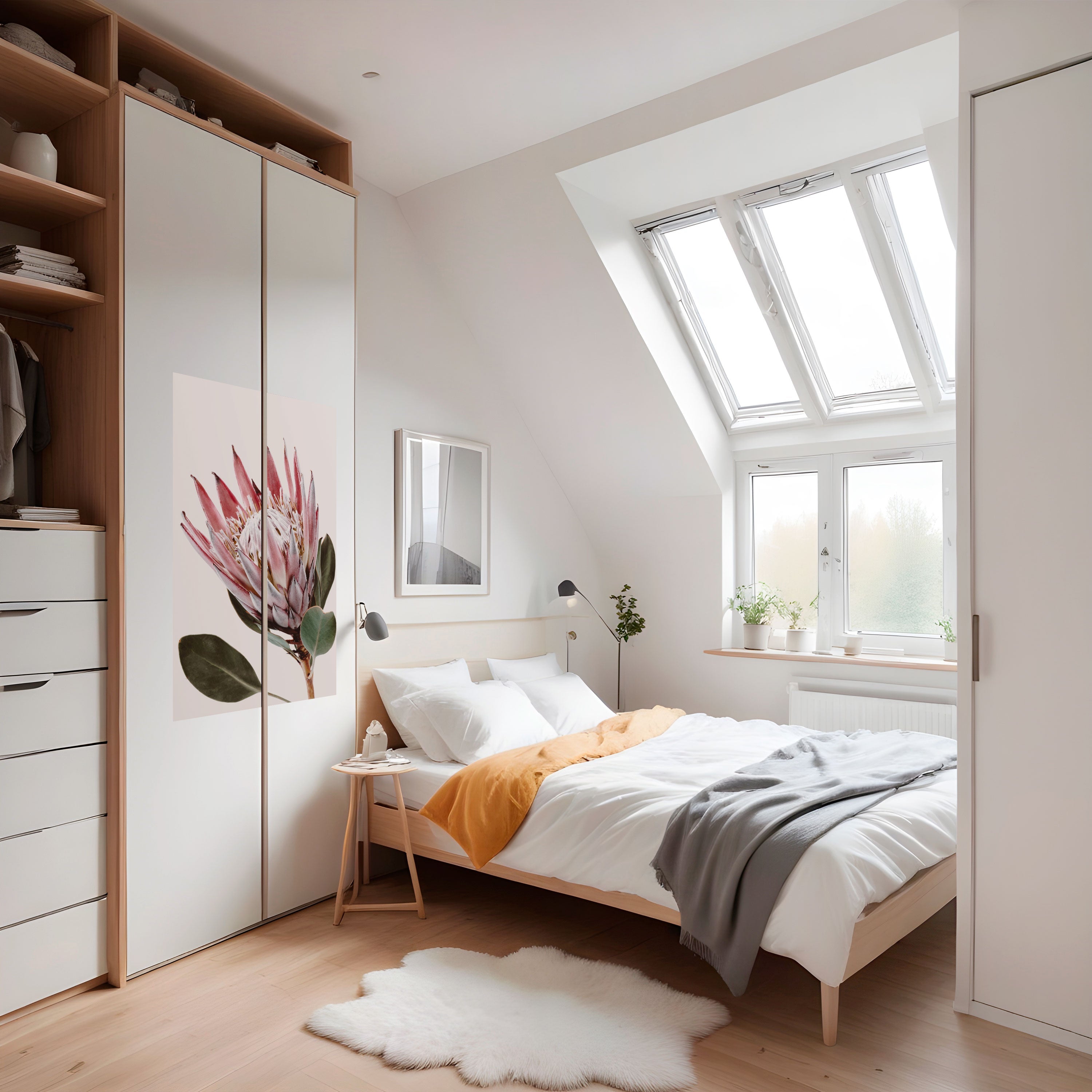 PROTEA BLOMMA, vertikal poster med självhäftande motiv