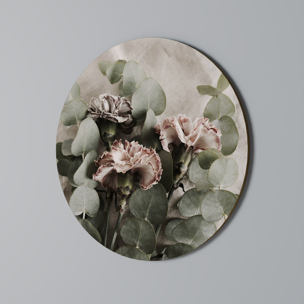 Rund väggdekoration med linneklyftor