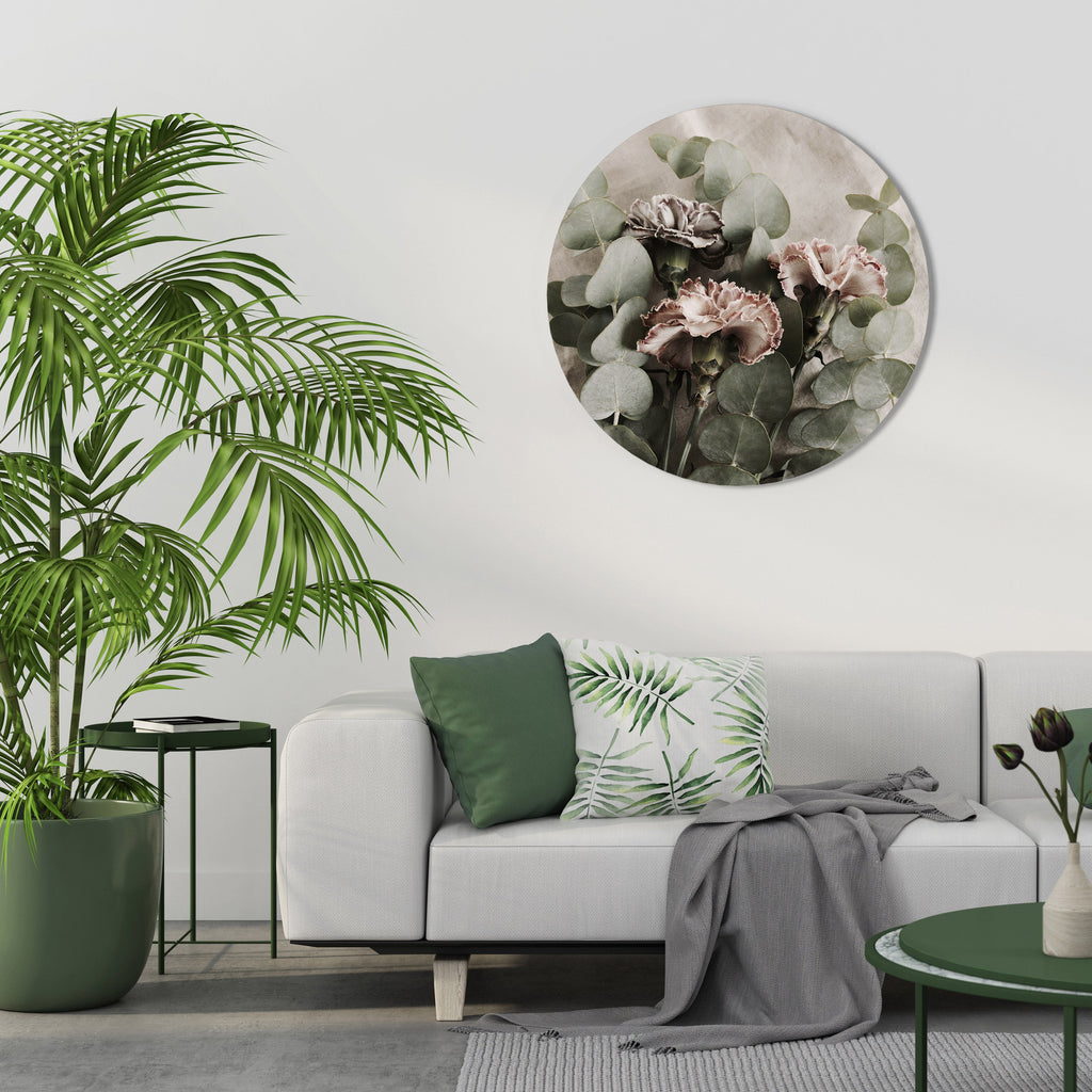 Rund väggdekoration med linneklyftor