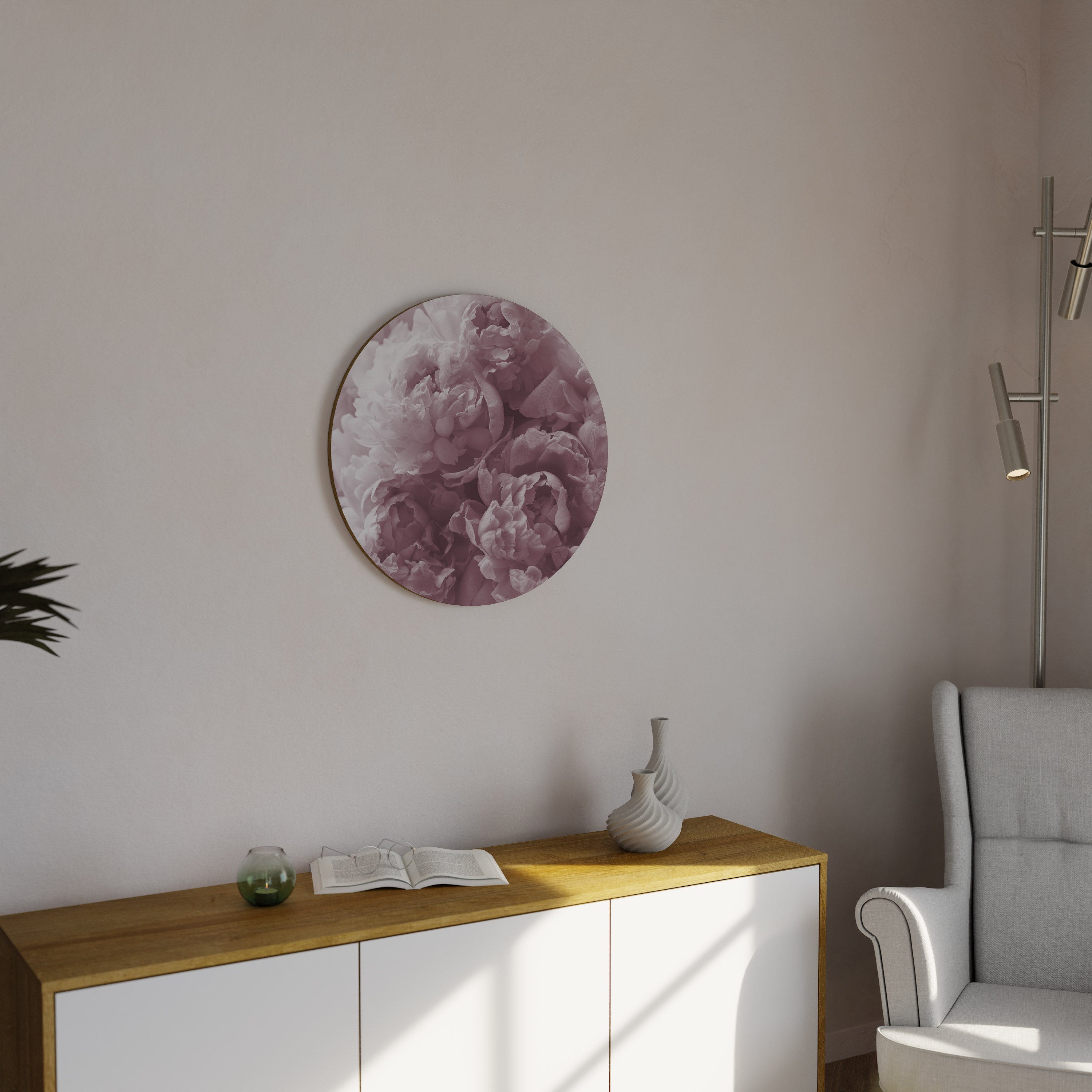 Rund väggdekoration med RODADE FRÅN ROSA