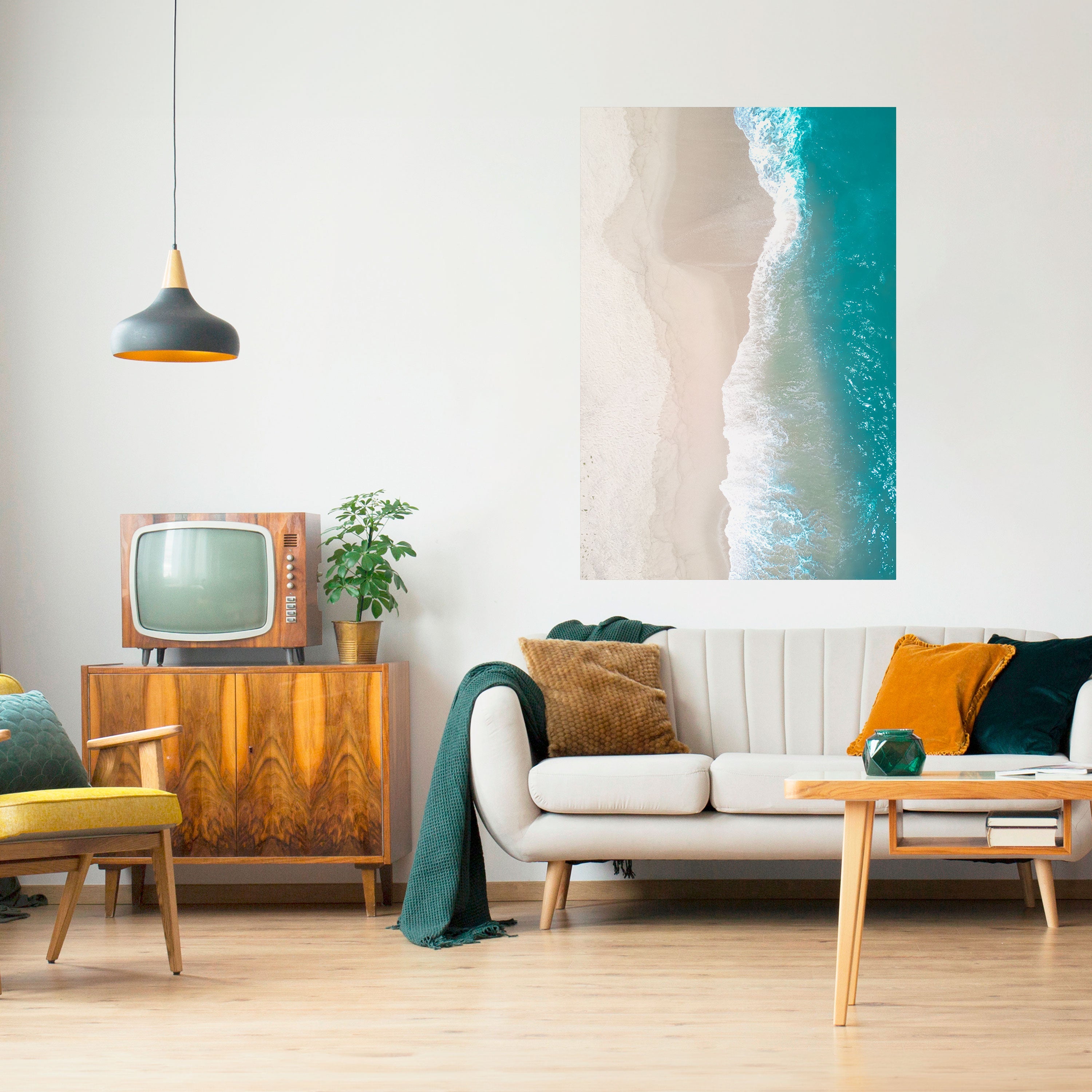 SAND OCH HAV HARMONI Vertikal poster med självhäftande text