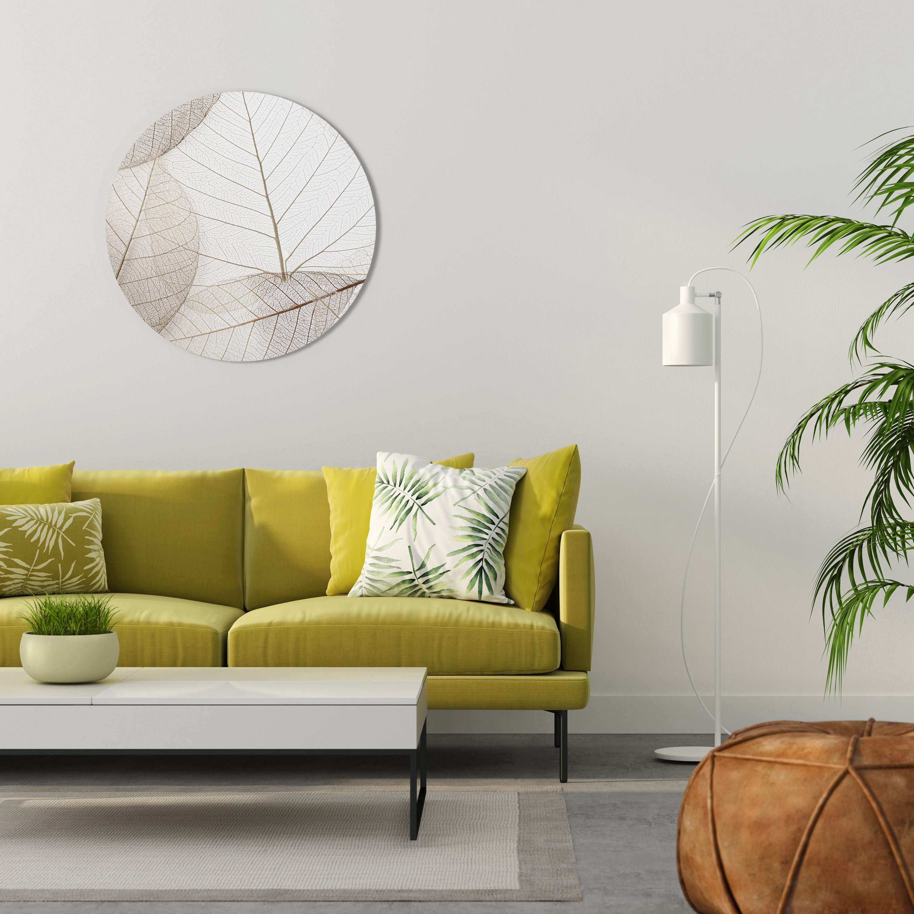 Rund väggdekoration med ådrad nåd och eterisk form