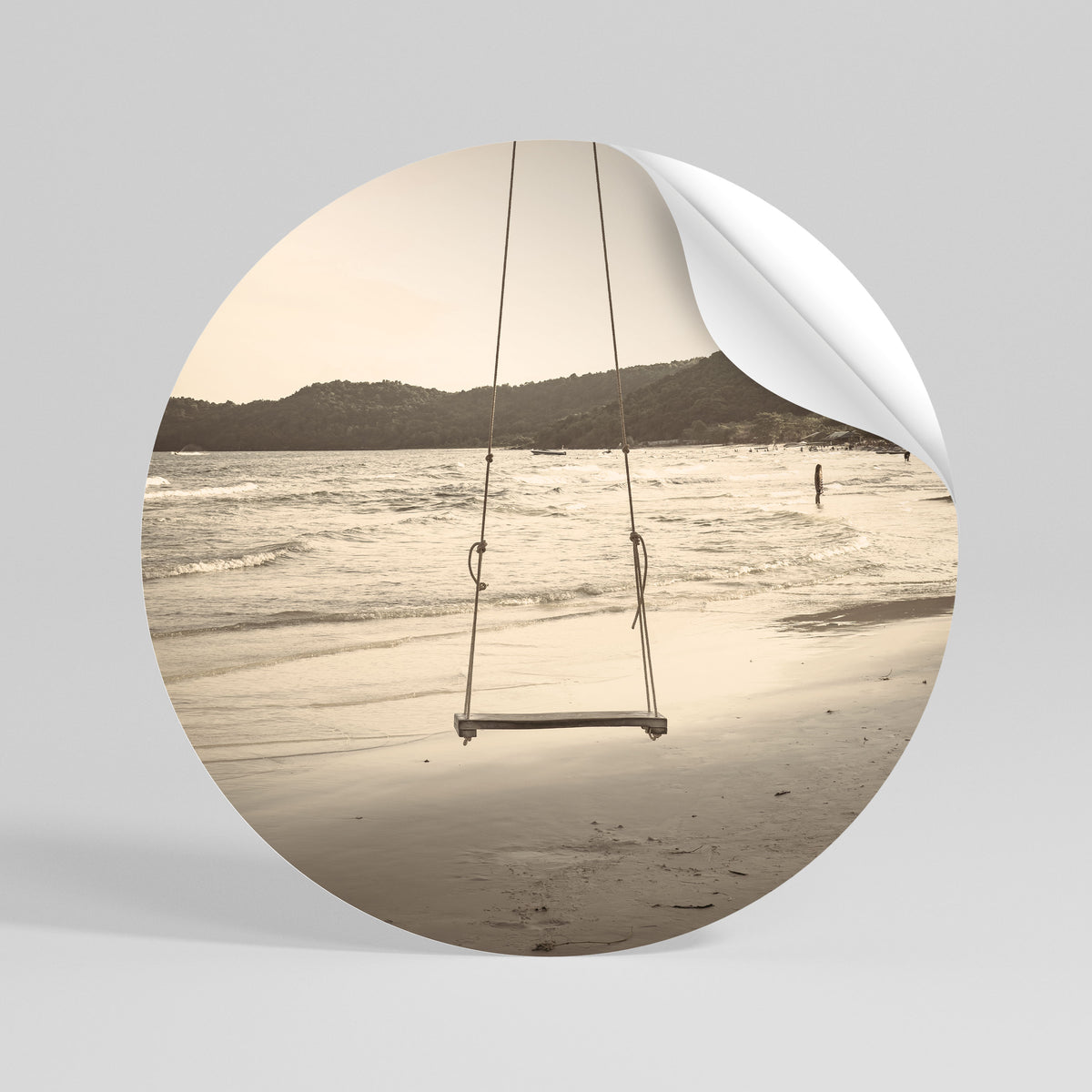 SUNSET SWING SORROW Peel and Stick Round Sticker
