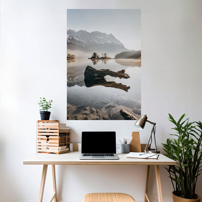 TYST VATTENLANDSKAP vertikal poster med självhäftande text