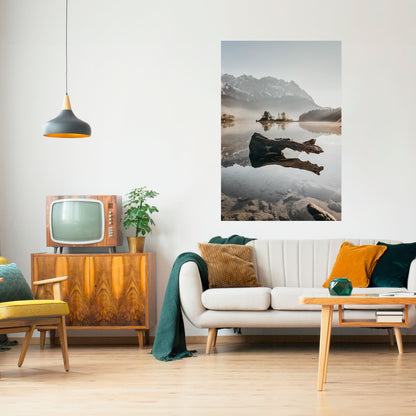 TYST VATTENLANDSKAP vertikal poster med självhäftande text