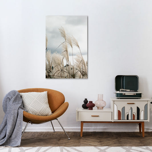 CLOUDS ABOVE GRASS Vertical Canvas Print