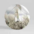 CLOUDS ABOVE GRASS Peel and Stick Round Sticker