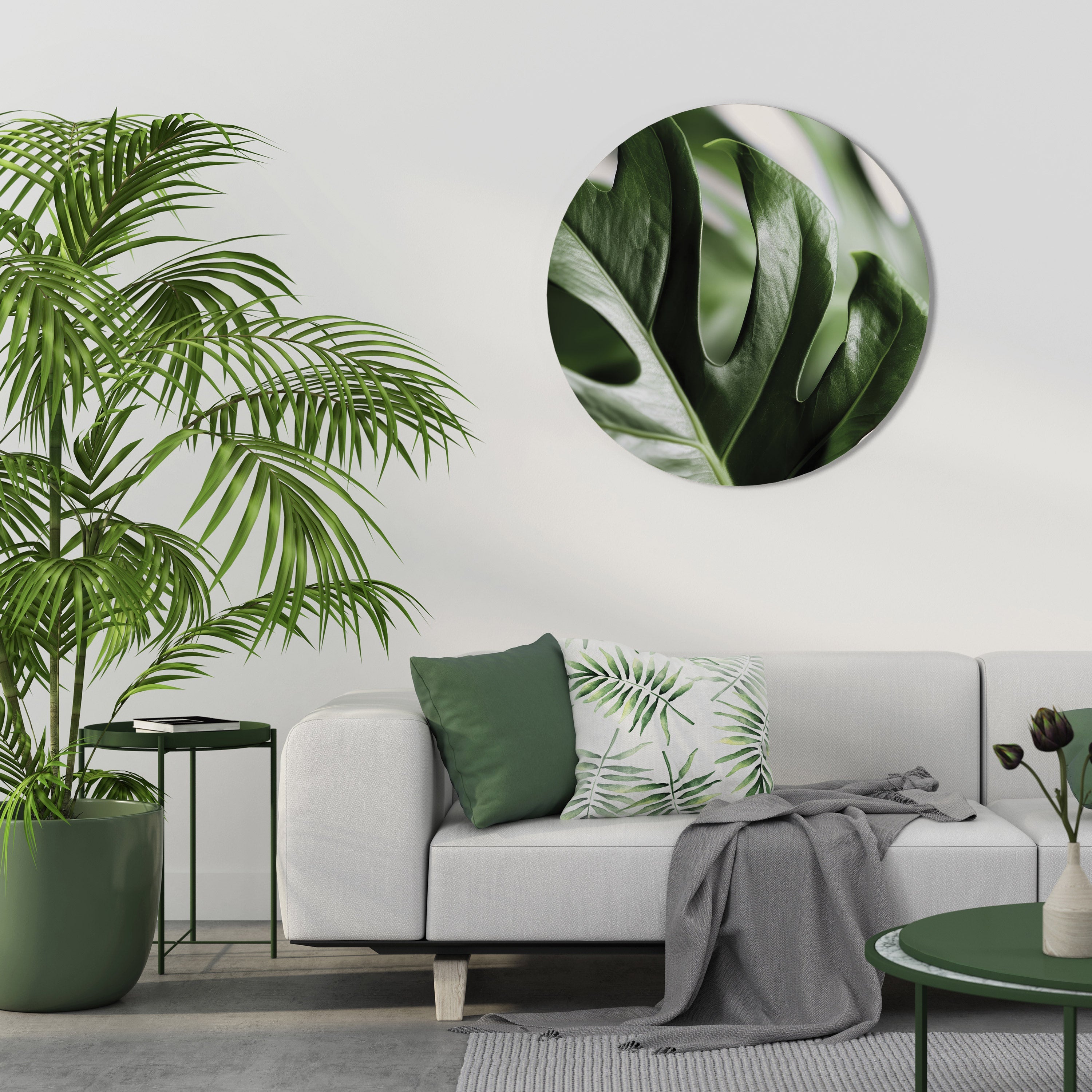 SHARP MONSTERA Rund Väggdekoration