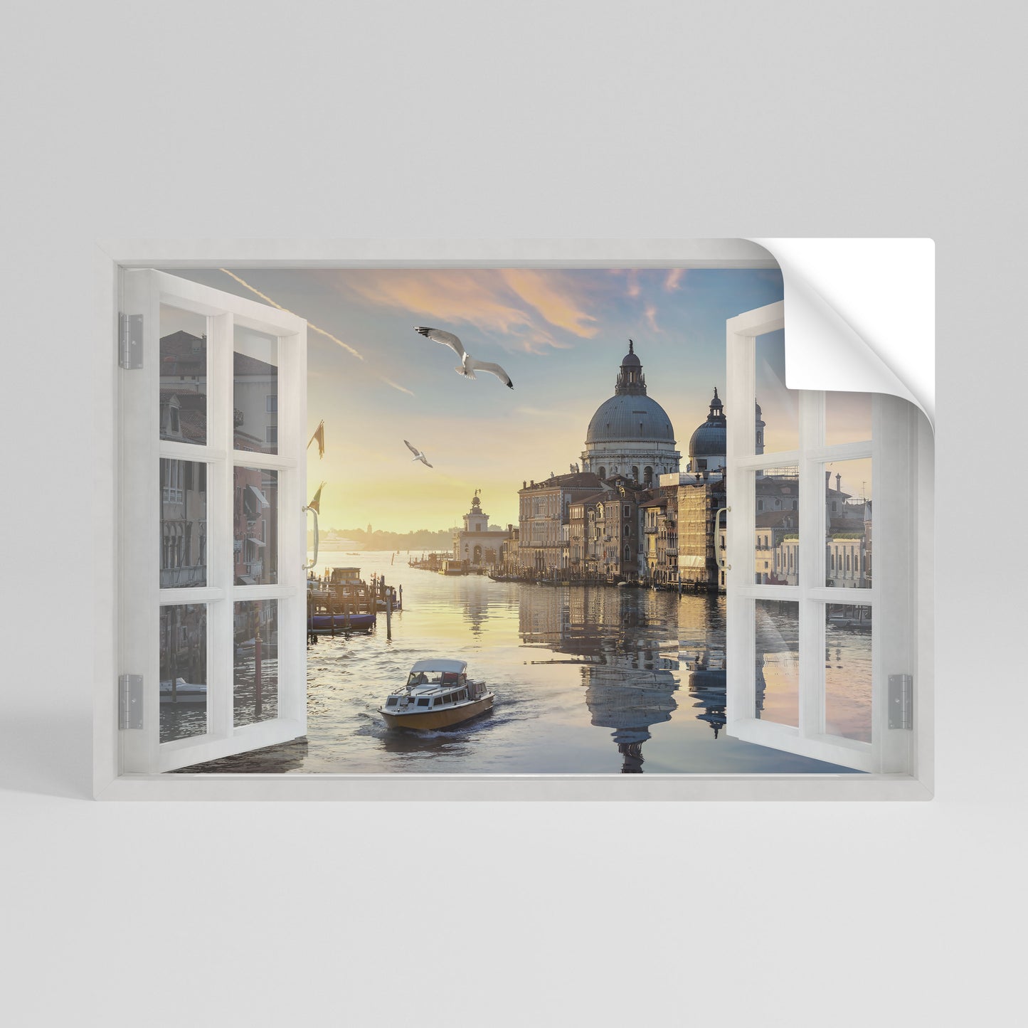 WINDOW TO VENICE Självhäftande Horisontell Poster