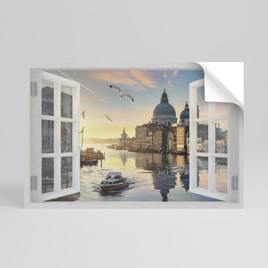 WINDOW TO VENICE Självhäftande Horisontell Poster
