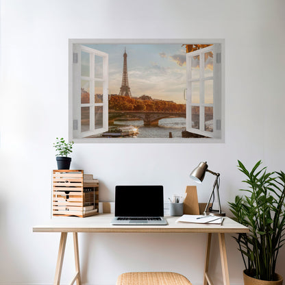 EIFFEL WINDOW WHISPERS horisontell poster med självhäftande motiv