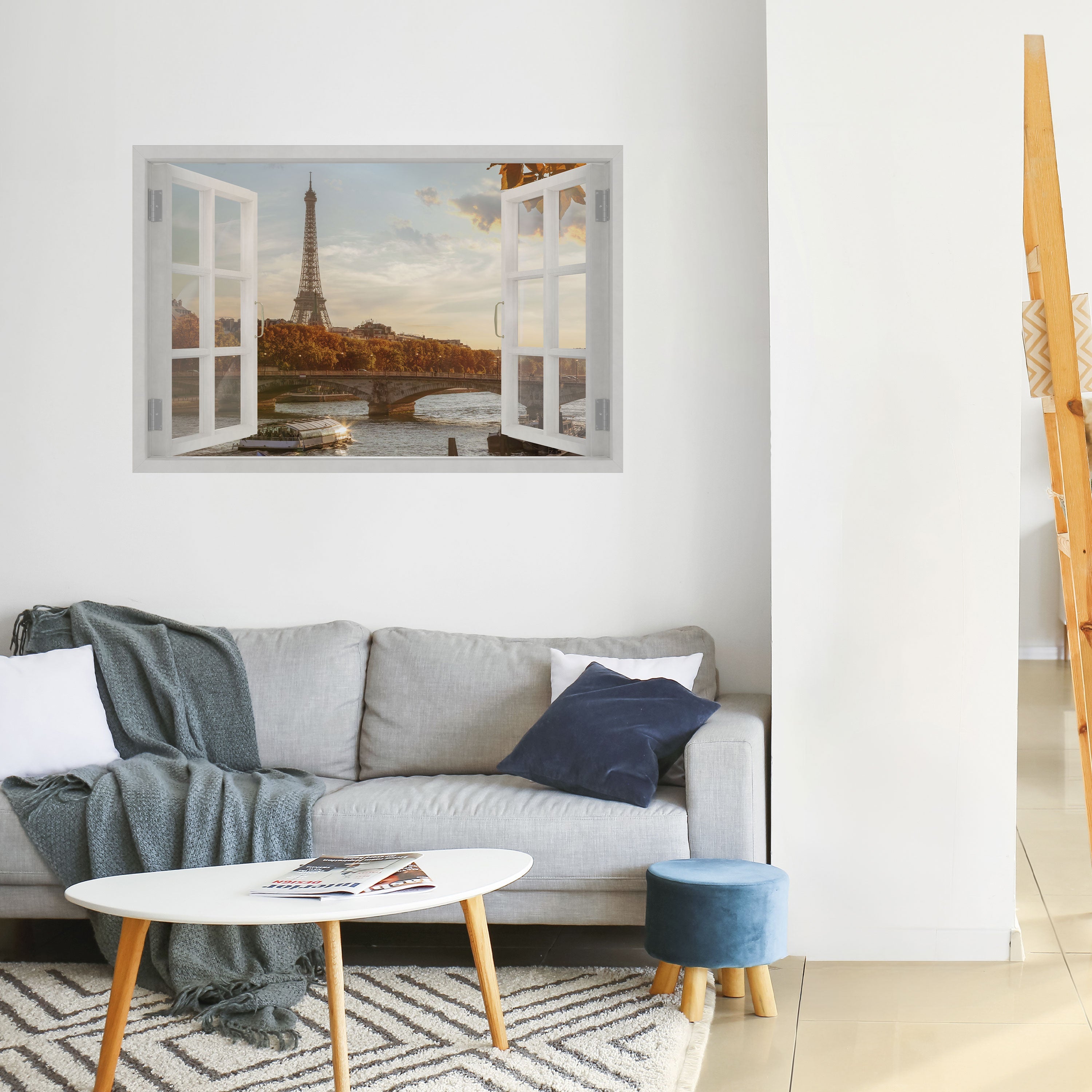 EIFFEL WINDOW WHISPERS horisontell poster med självhäftande motiv