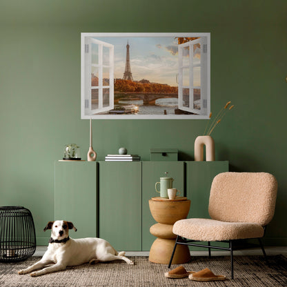 EIFFEL WINDOW WHISPERS horisontell poster med självhäftande motiv