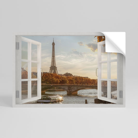 EIFFEL WINDOW WHISPERS horisontell poster med självhäftande motiv