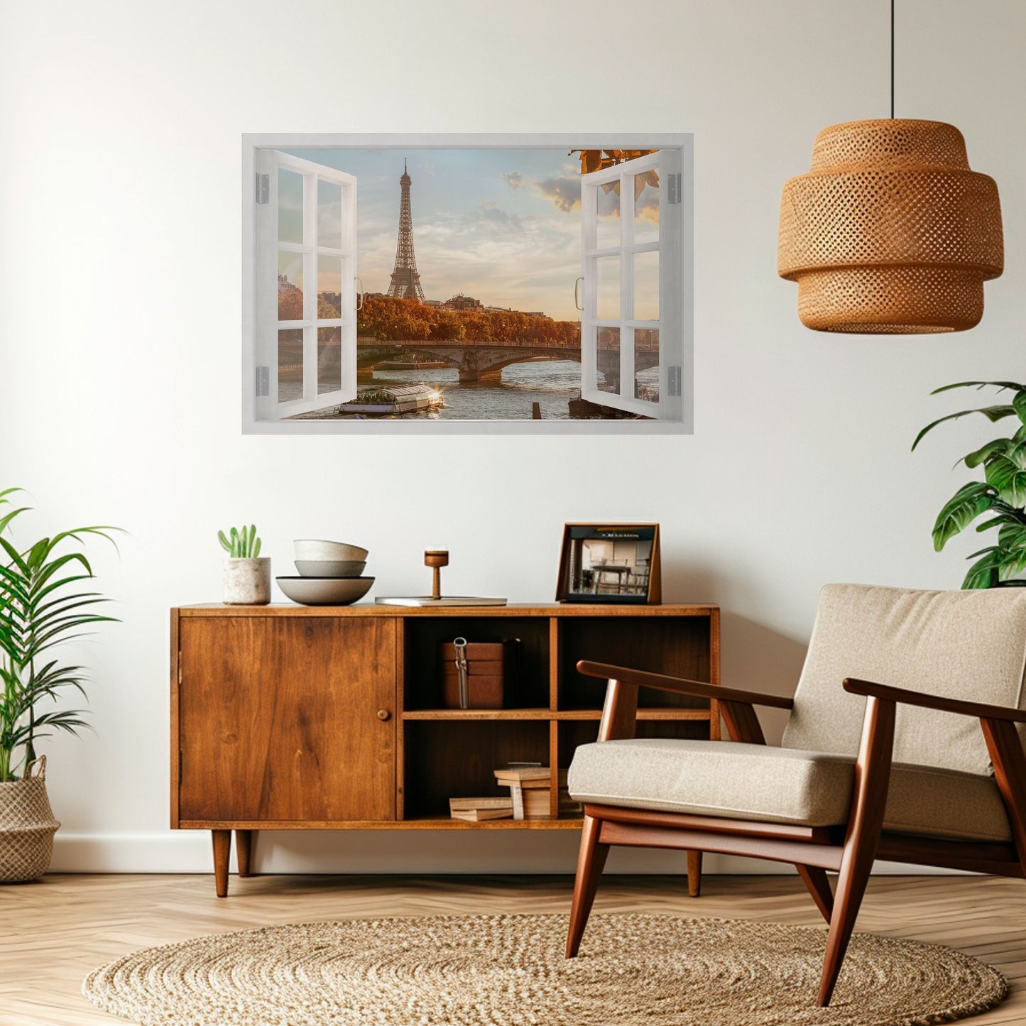 EIFFEL WINDOW WHISPERS horisontell poster med självhäftande motiv