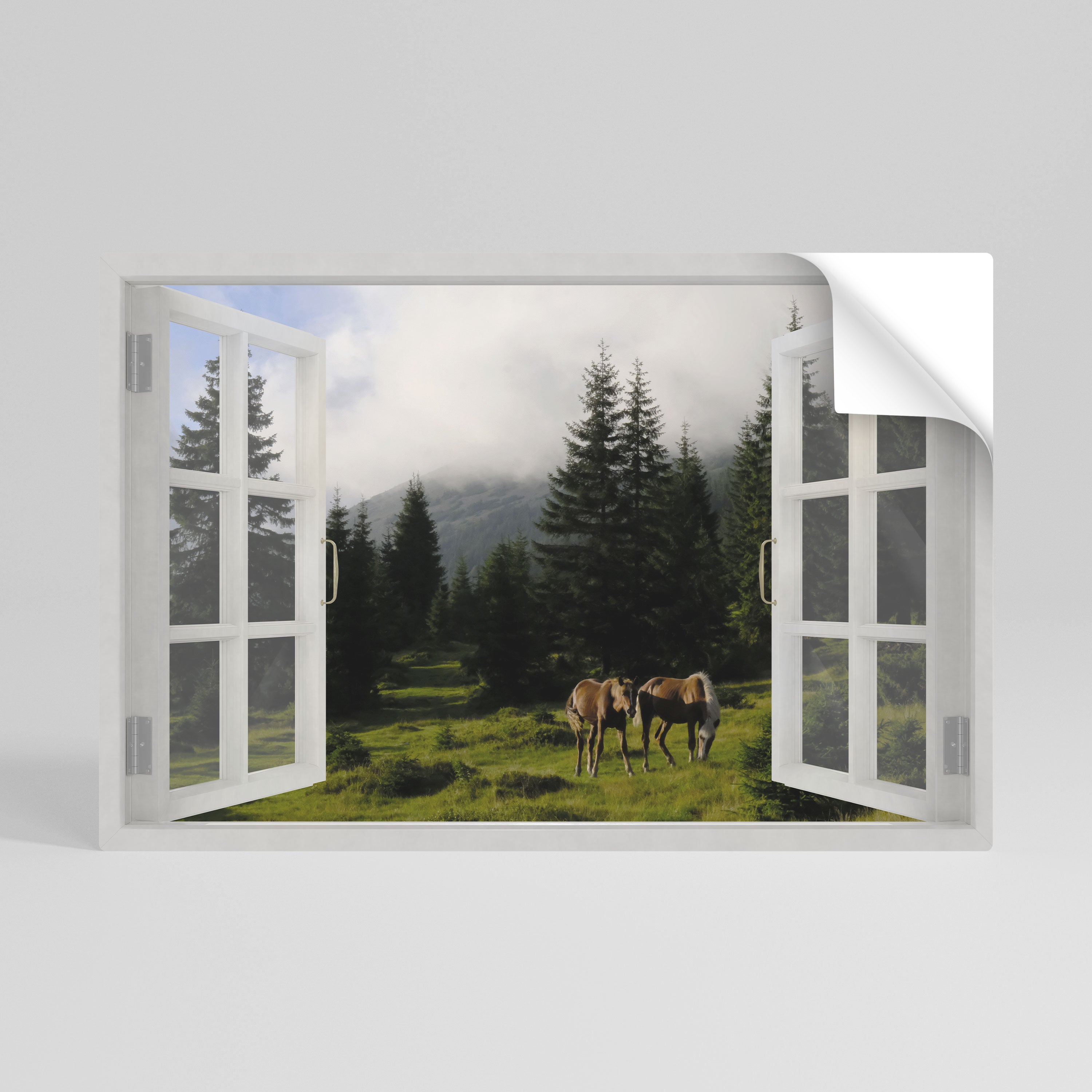 FÖNSTER ATT VANDRA Horisontell affisch med självhäftande papper