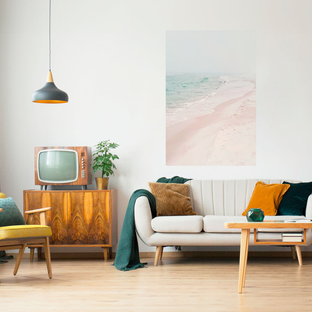MISTY SHORELINE BLISS Vertikal poster med självhäftande text
