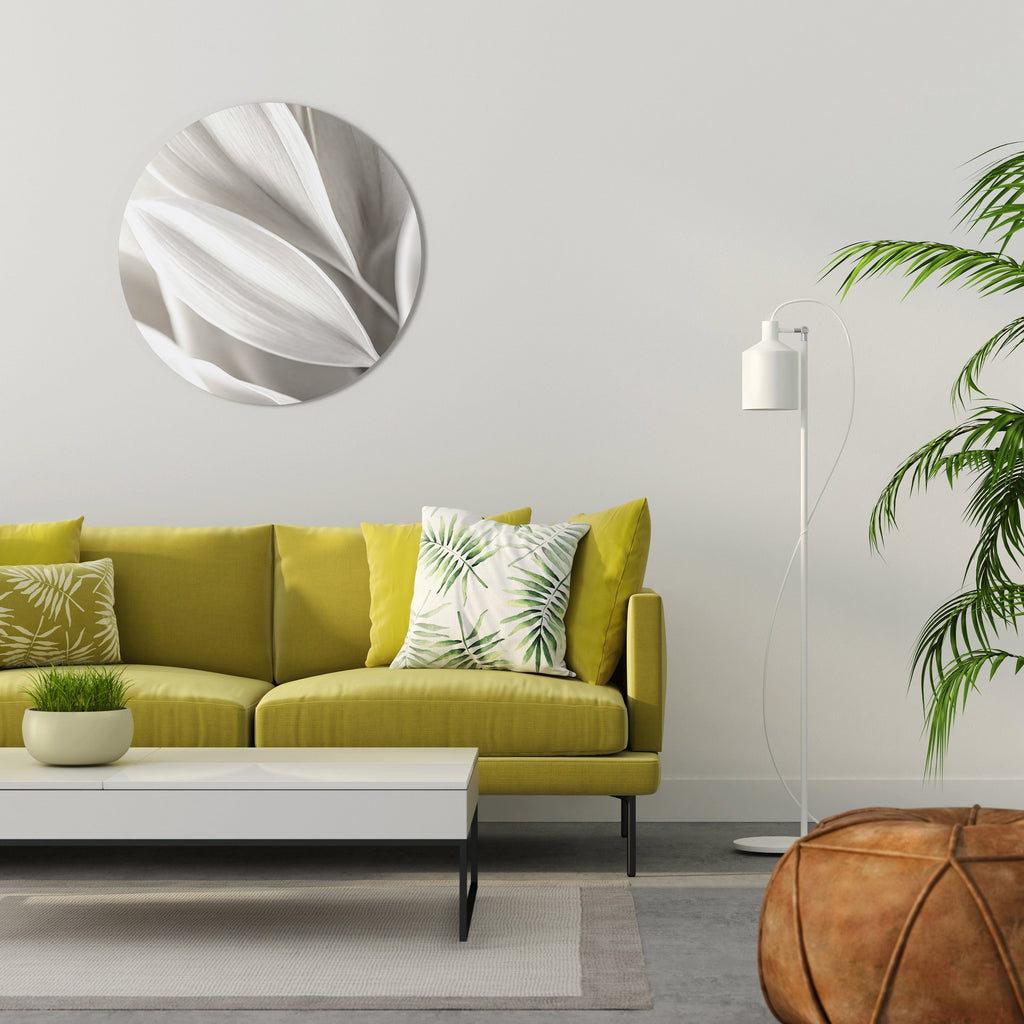 VISKNINGAR AV VITT Rund Väggkonst