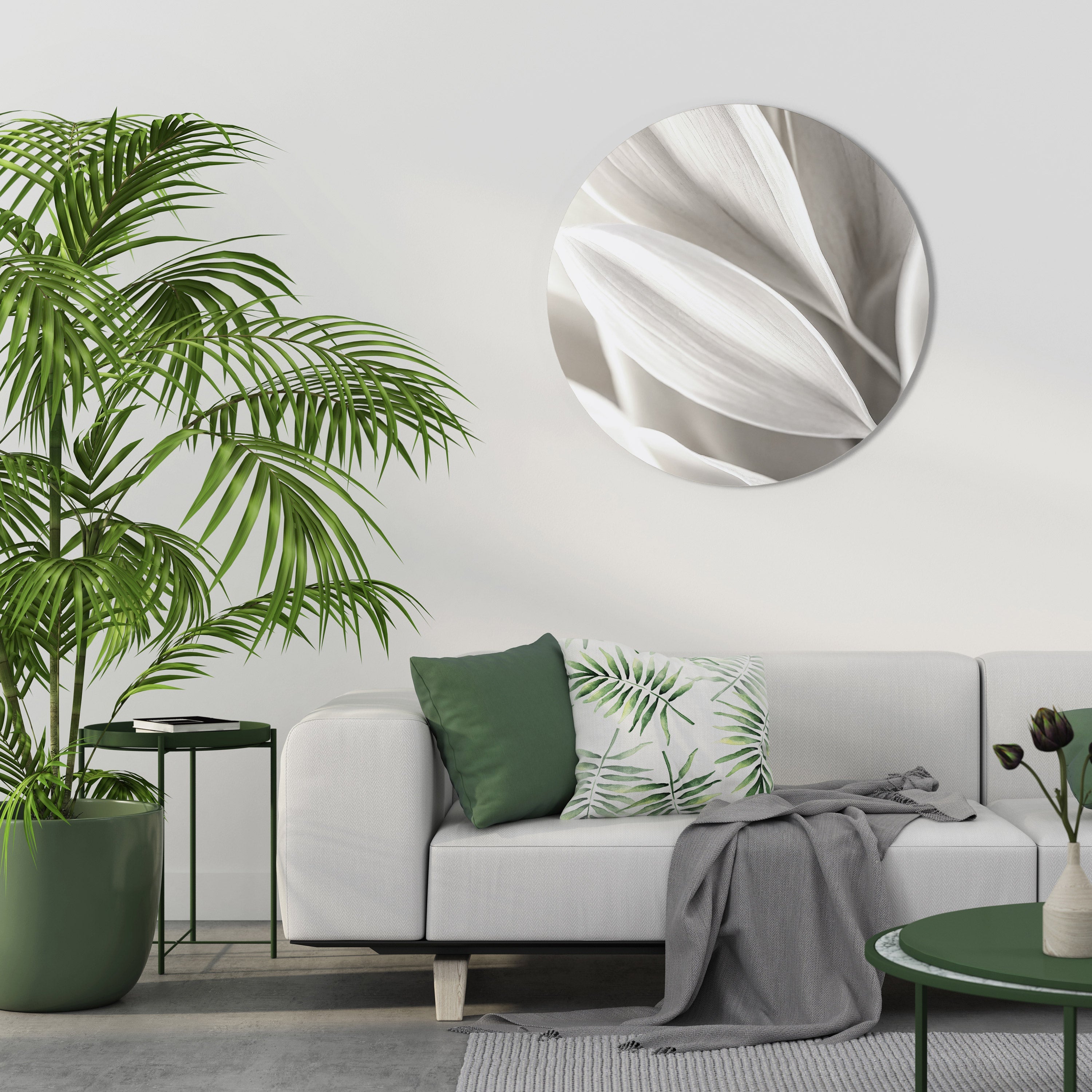 VISKNINGAR AV VITT Rund Väggkonst