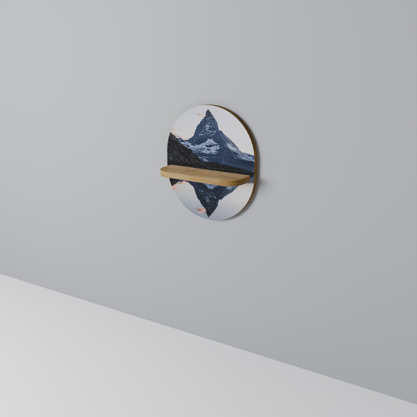 MEMORY OF MATTERHORN Oval konsthylla i ekeffekt