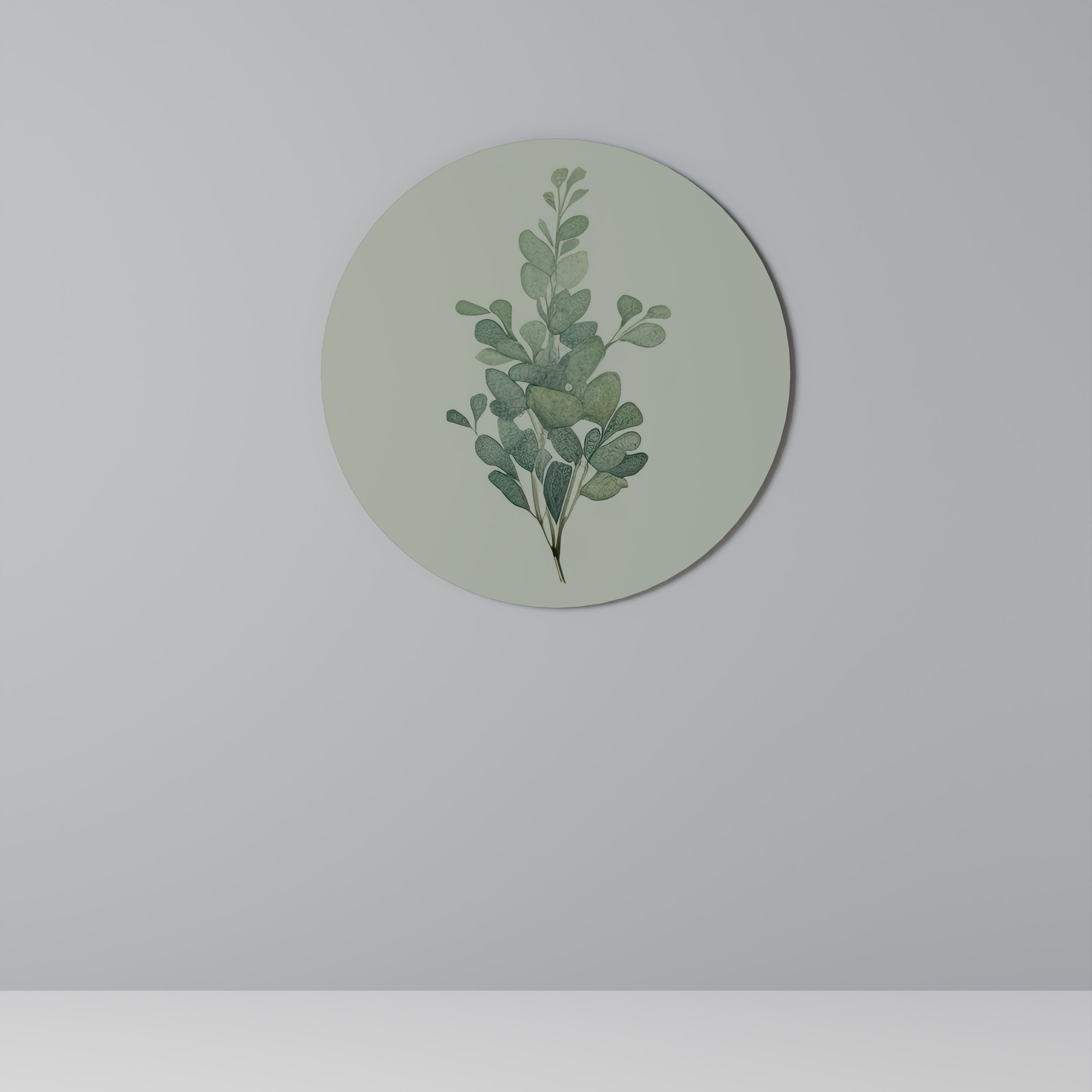 Rund väggdekoration med eukalyptuskvist