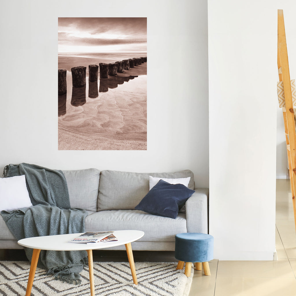 SERENE SHORELINE SEQUENCE Vertikal poster med självhäftande text
