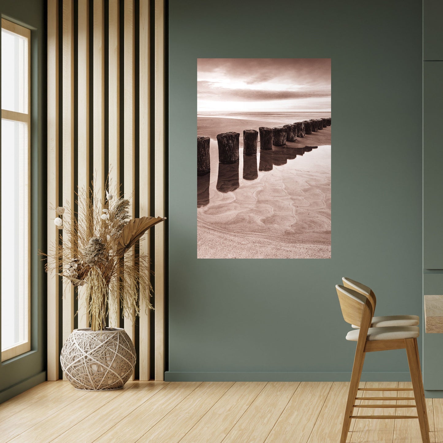 SERENE SHORELINE SEQUENCE Vertikal poster med självhäftande text