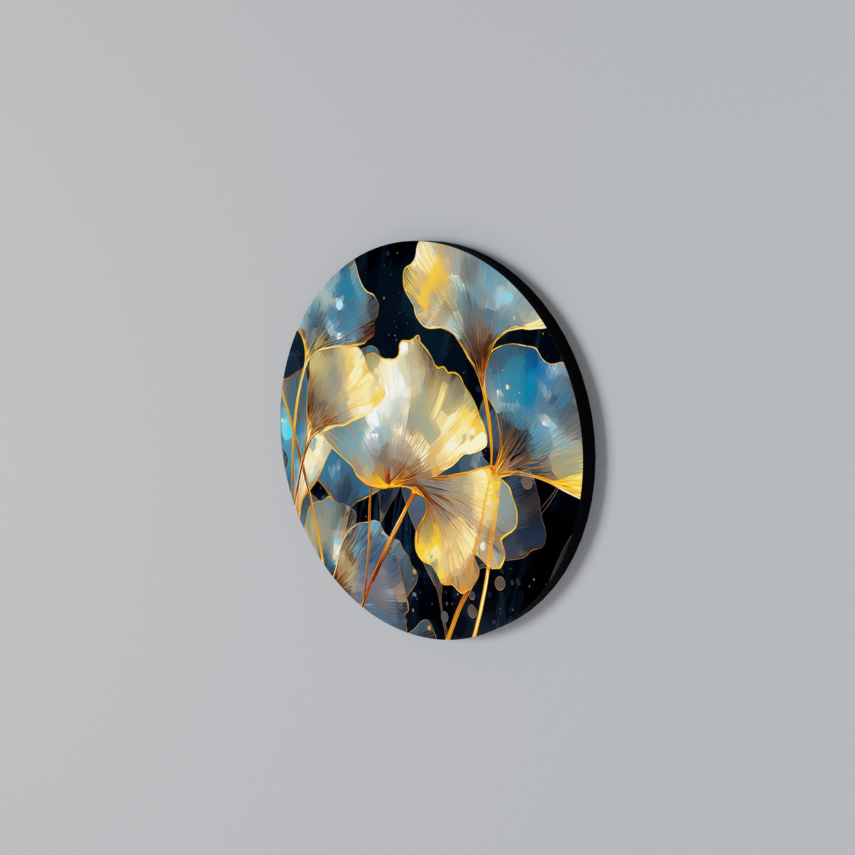 GLIMMERING GINKGO DREAMS Round Wall Art
