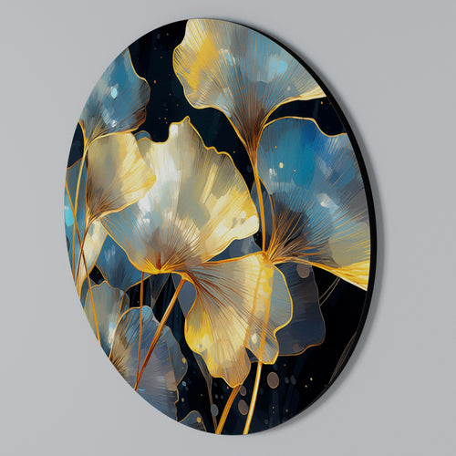 GLIMMERING GINKGO DREAMS Rund väggdekor