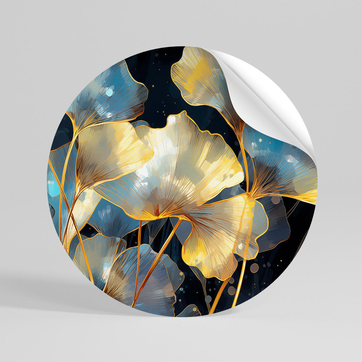 GLIMMERING GINKGO DREAMS Rund väggdekal