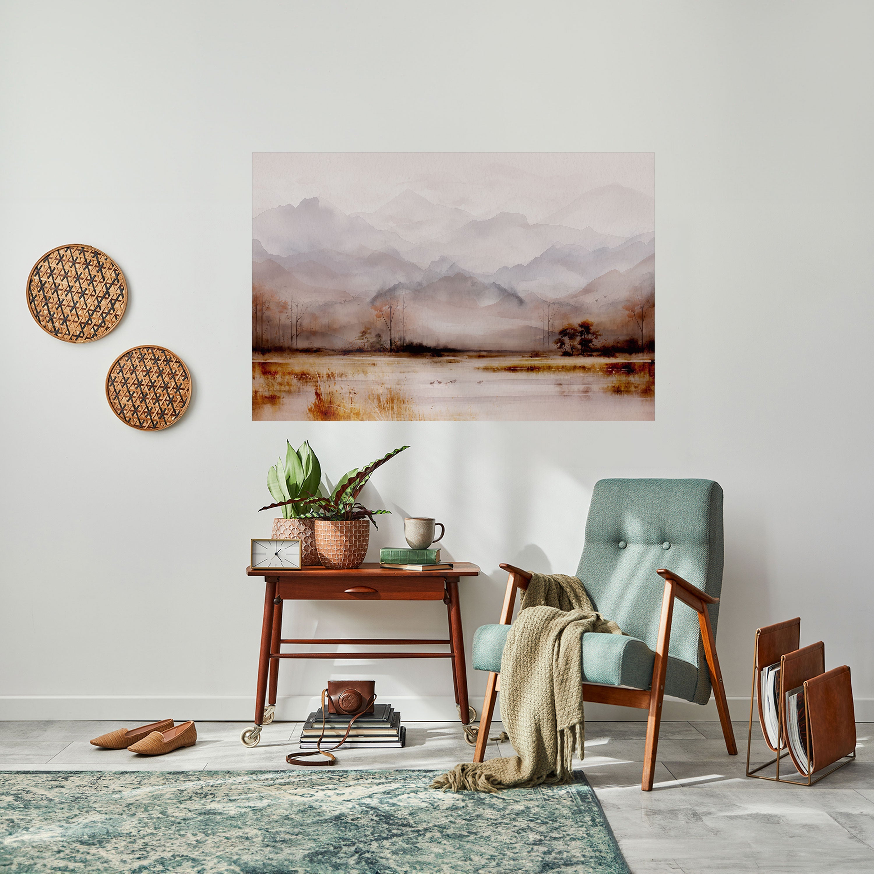 MISTY HORIZONS AVTÄCKTA Horisontell affisch med självhäftande text