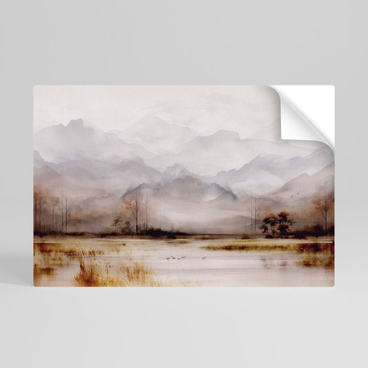 MISTY HORIZONS AVTÄCKTA Horisontell affisch med självhäftande text