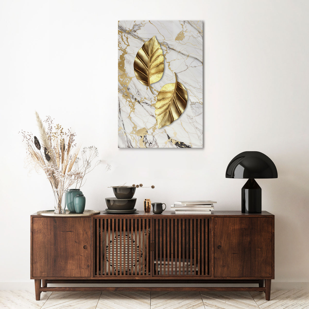 MARBLE MEETS NATURE Vertical Canvas Print