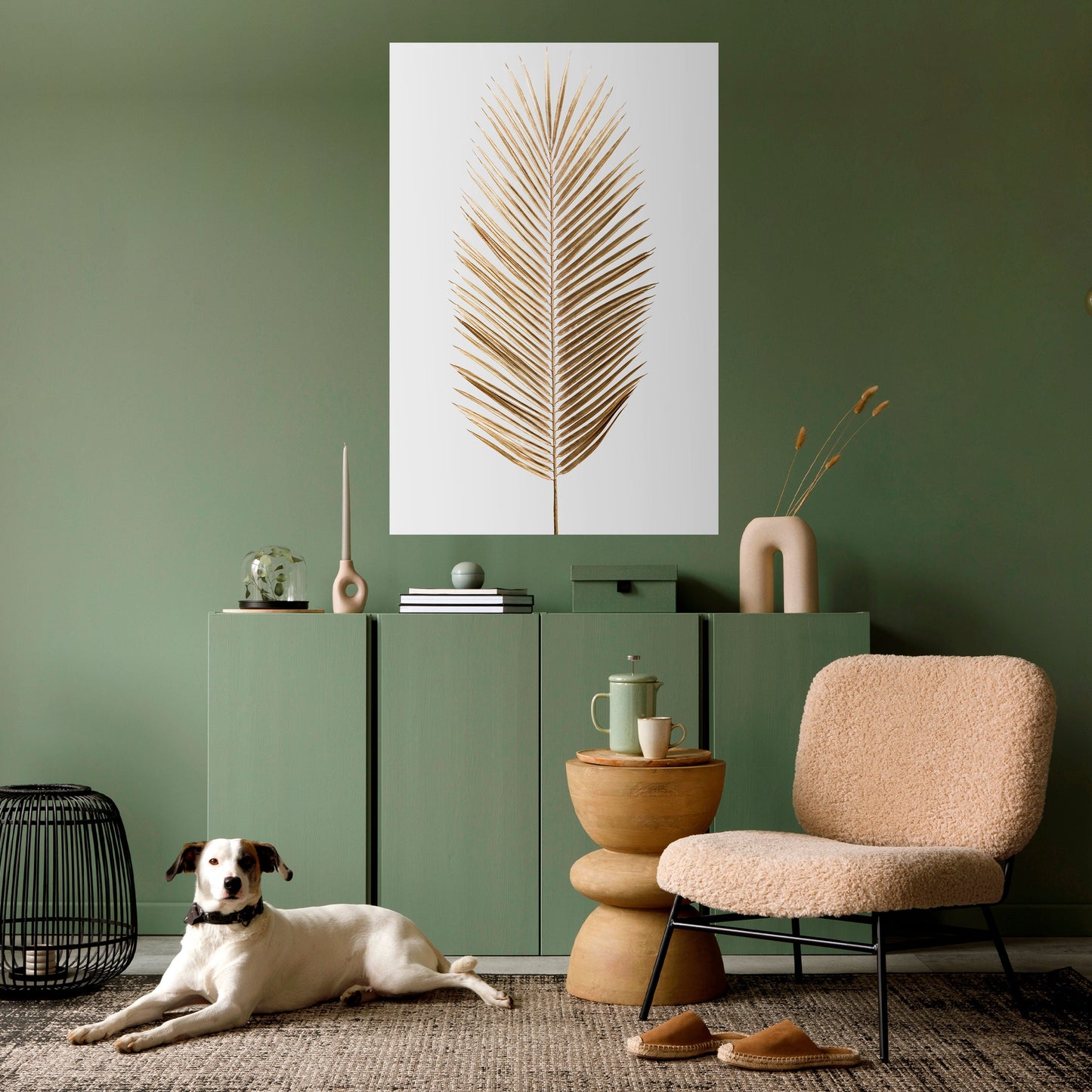 GOLDEN PALM ELEGANCE vertikal poster med självhäftande text