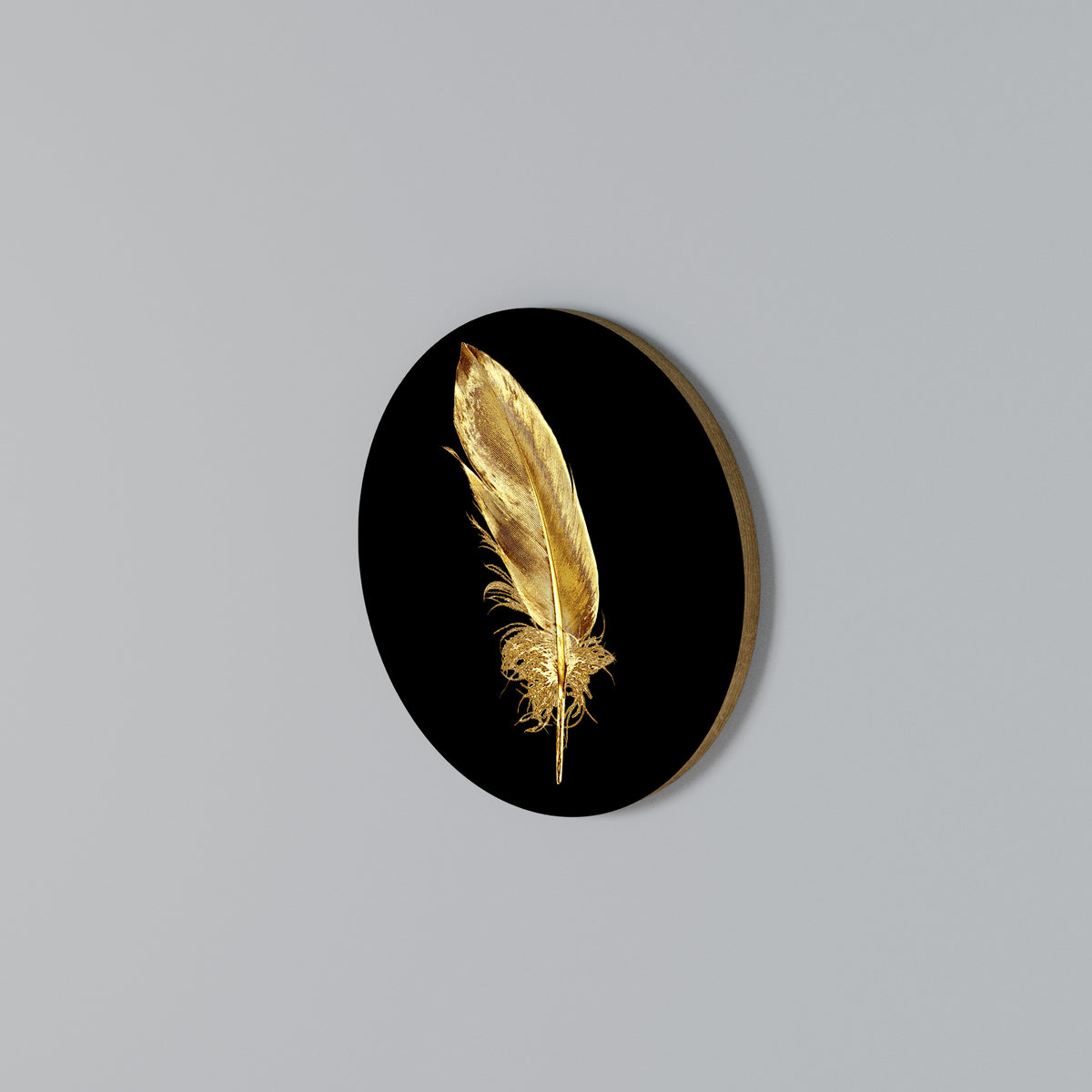 SHIMMERING FEATHER GRACE Rund väggdekor