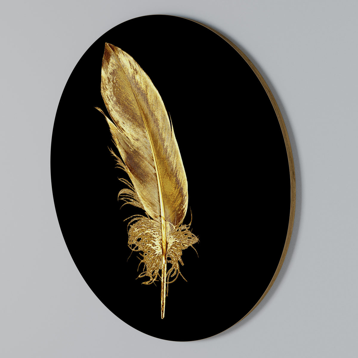 SHIMMERING FEATHER GRACE Rund väggdekor