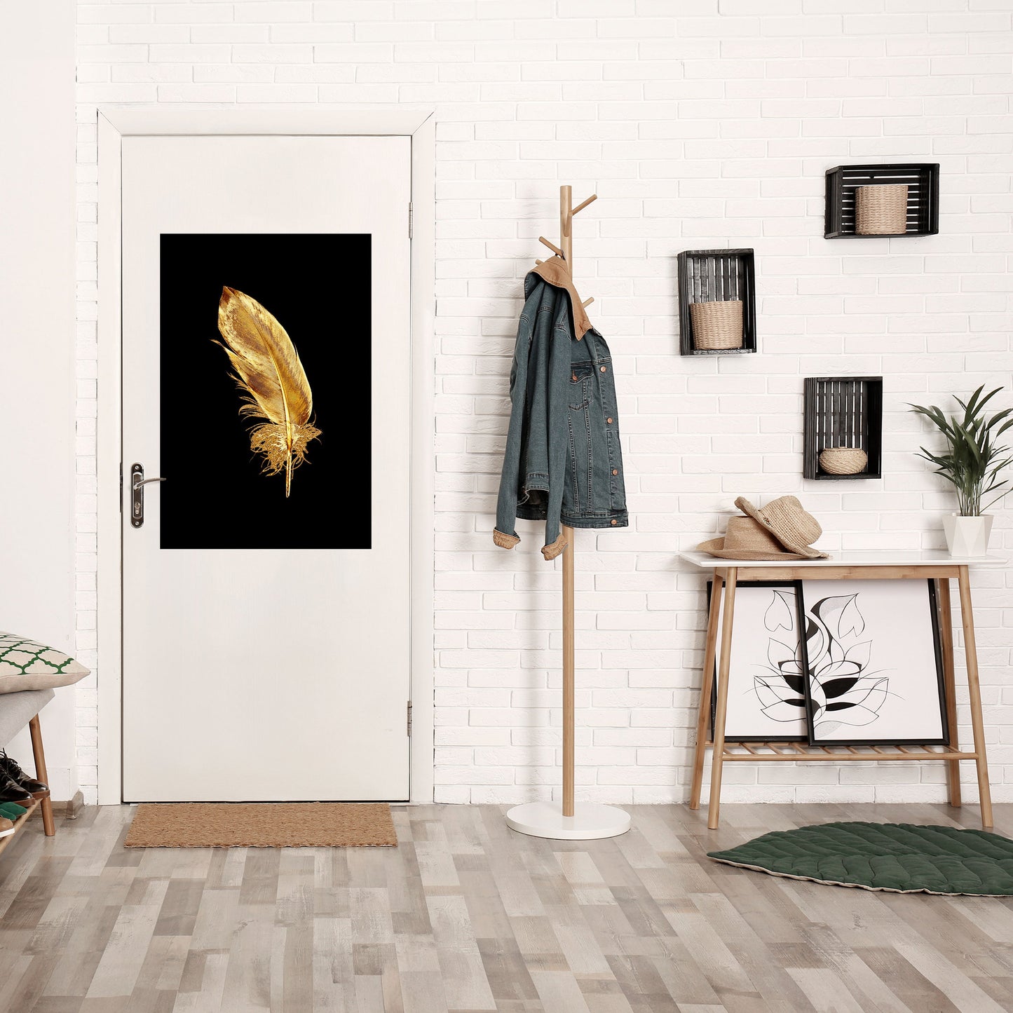SHIMMERING FEATHER GRACE Peel and Stick Vertical Poster