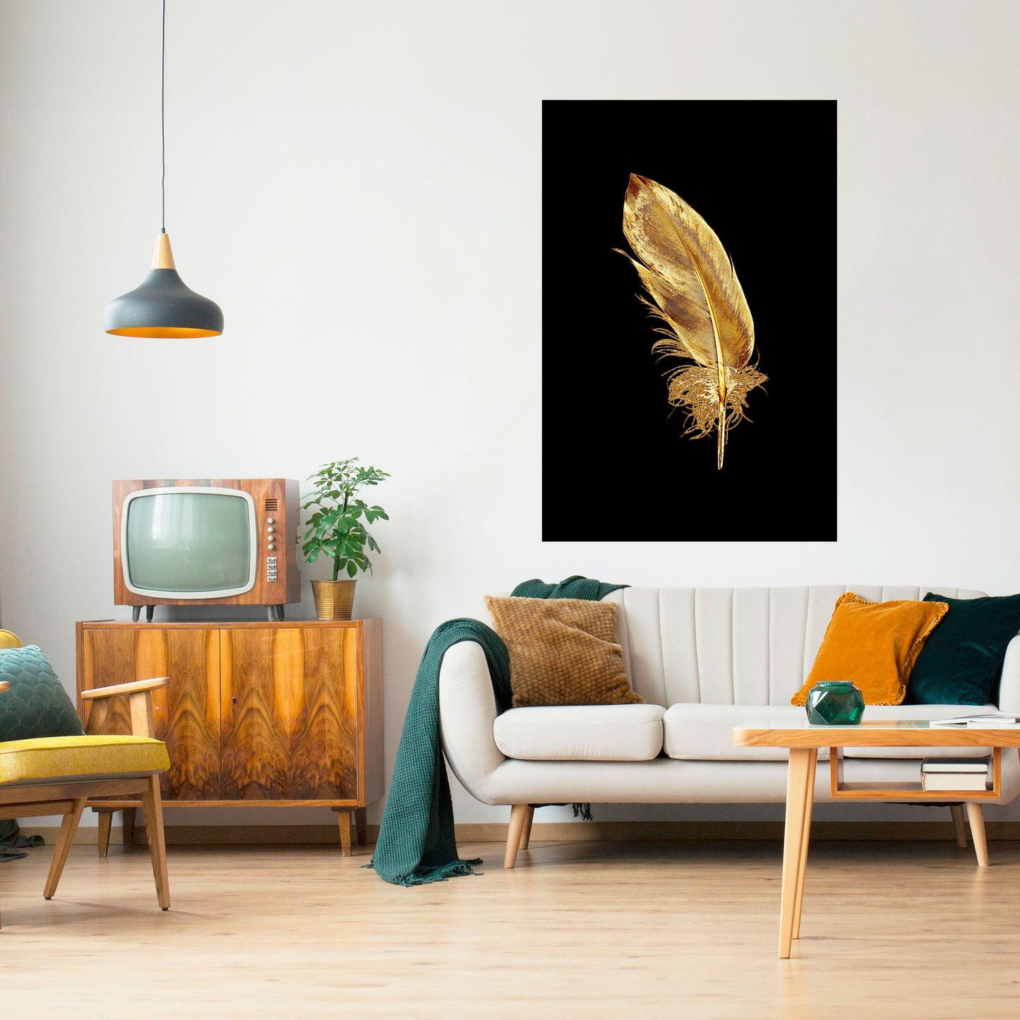 SHIMMERING FEATHER GRACE Peel and Stick Vertical Poster