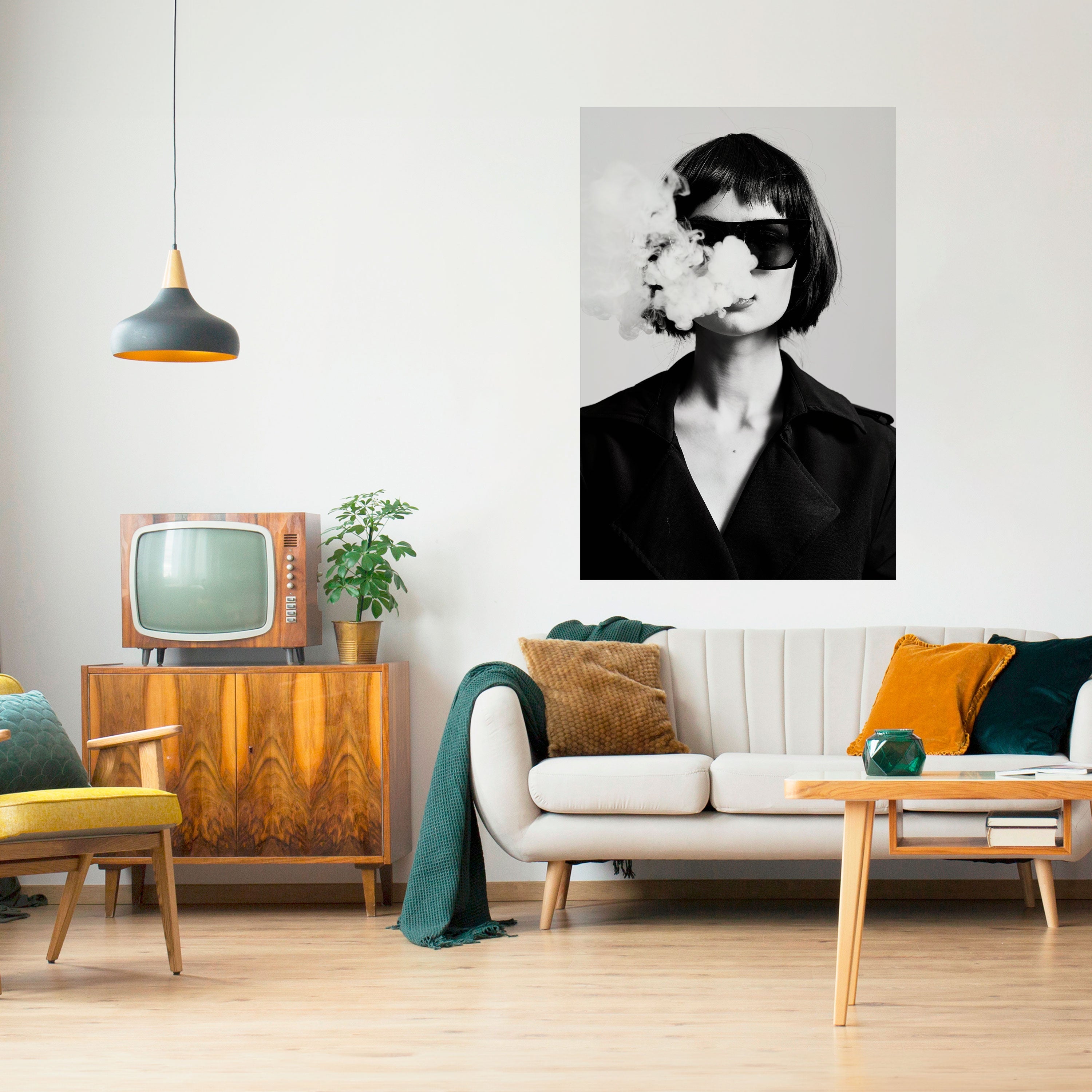 SMOKY BELLE vertikal poster med självhäftande motiv
